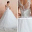 Chic / Belle Ivoire Transparentes Robe De Mariée 2020 Robe Boule Encolure Dégagée Sans Manches Appliques En Dentelle Chapel Train Volants