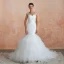 Luxury / Gorgeous Ivory Wedding Dresses 2020 Trumpet / Mermaid V-Neck Sleeveless Backless Beading Chapel Train Ruffle