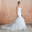 Luxury / Gorgeous Ivory Wedding Dresses 2020 Trumpet / Mermaid V-Neck Sleeveless Backless Beading Chapel Train Ruffle