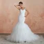 Luxury / Gorgeous Ivory Wedding Dresses 2020 Trumpet / Mermaid V-Neck Sleeveless Backless Beading Chapel Train Ruffle
