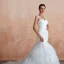 Luxury / Gorgeous Ivory Wedding Dresses 2020 Trumpet / Mermaid V-Neck Sleeveless Backless Beading Chapel Train Ruffle