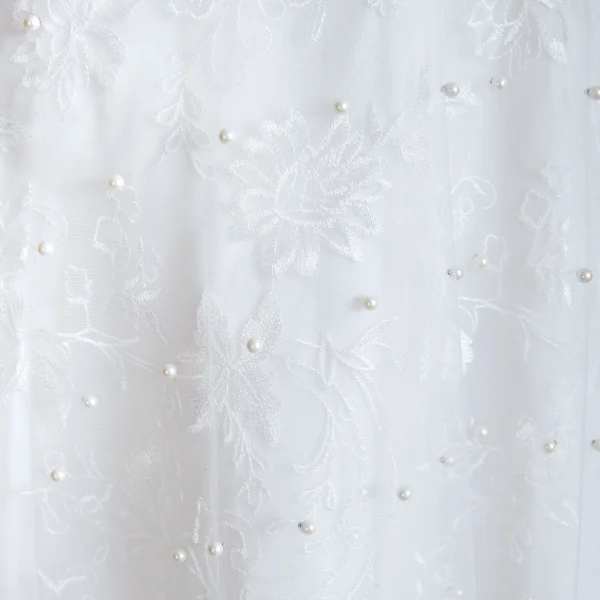 High-end Light Ivory Outdoor / Garden Wedding Dresses 2020 A-Line / Princess V-Neck Sleeveless Backless Beading Pearl Embroidered Lace Sweep Train Ruffle