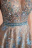 Luxury / Gorgeous Champagne See-through Evening Dresses  2020 A-Line / Princess Scoop Neck Sleeveless Sky Blue Appliques Lace Beading Floor-Length / Long Ruffle Formal Dresses