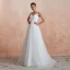 Chic / Belle Ivoire Jardin / Extérieur Robe De Mariée 2020 Princesse V-Cou Sans Manches Dos Nu Appliques En Dentelle Perlage Train De Balayage Volants