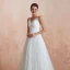 Chic / Belle Ivoire Jardin / Extérieur Robe De Mariée 2020 Princesse V-Cou Sans Manches Dos Nu Appliques En Dentelle Perlage Train De Balayage Volants