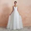 Chic / Belle Ivoire Jardin / Extérieur Robe De Mariée 2020 Princesse V-Cou Sans Manches Dos Nu Appliques En Dentelle Perlage Train De Balayage Volants