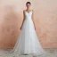 Chic / Belle Ivoire Jardin / Extérieur Robe De Mariée 2020 Princesse V-Cou Sans Manches Dos Nu Appliques En Dentelle Perlage Train De Balayage Volants