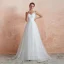 Chic / Belle Ivoire Jardin / Extérieur Robe De Mariée 2020 Princesse V-Cou Sans Manches Dos Nu Appliques En Dentelle Perlage Train De Balayage Volants