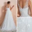 Chic / Belle Ivoire Jardin / Extérieur Robe De Mariée 2020 Princesse V-Cou Sans Manches Dos Nu Appliques En Dentelle Perlage Train De Balayage Volants