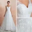 Chic / Belle Ivoire Jardin / Extérieur Robe De Mariée 2020 Princesse V-Cou Sans Manches Dos Nu Appliques En Dentelle Perlage Train De Balayage Volants