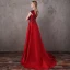 Élégant Rouge Robe De Soirée 2018 Princesse Encolure Dégagée Sans Manches Perlage Paillettes Train De Balayage Volants Dos Nu Robe De Ceremonie