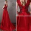 Élégant Rouge Robe De Soirée 2018 Princesse Encolure Dégagée Sans Manches Perlage Paillettes Train De Balayage Volants Dos Nu Robe De Ceremonie