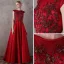 Élégant Rouge Robe De Soirée 2018 Princesse Encolure Dégagée Sans Manches Perlage Paillettes Train De Balayage Volants Dos Nu Robe De Ceremonie