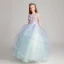 Flower Fairy Sky Blue Lavender Flower Girl Dresses 2017 Ball Gown V-Neck Sleeveless Appliques Flower Sash Floor-Length / Long Cascading Ruffles Wedding Party Dresses