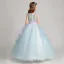 Flower Fairy Sky Blue Lavender Flower Girl Dresses 2017 Ball Gown V-Neck Sleeveless Appliques Flower Sash Floor-Length / Long Cascading Ruffles Wedding Party Dresses