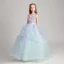 Flower Fairy Sky Blue Lavender Flower Girl Dresses 2017 Ball Gown V-Neck Sleeveless Appliques Flower Sash Floor-Length / Long Cascading Ruffles Wedding Party Dresses