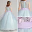 Flower Fairy Sky Blue Lavender Flower Girl Dresses 2017 Ball Gown V-Neck Sleeveless Appliques Flower Sash Floor-Length / Long Cascading Ruffles Wedding Party Dresses