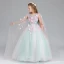 Chic / Beautiful Pool Blue Candy Pink Flower Girl Dresses 2017 Ball Gown V-Neck Sleeveless Appliques Butterfly Sequins Floor-Length / Long Ruffle Wedding Party Dresses