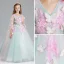 Chic / Beautiful Pool Blue Candy Pink Flower Girl Dresses 2017 Ball Gown V-Neck Sleeveless Appliques Butterfly Sequins Floor-Length / Long Ruffle Wedding Party Dresses