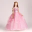 Chic / Beautiful Candy Pink Flower Girl Dresses 2017 Ball Gown V-Neck Sleeveless Appliques Flower Sash Floor-Length / Long Cascading Ruffles Wedding Party Dresses