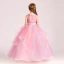 Chic / Beautiful Candy Pink Flower Girl Dresses 2017 Ball Gown V-Neck Sleeveless Appliques Flower Sash Floor-Length / Long Cascading Ruffles Wedding Party Dresses
