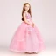 Chic / Beautiful Candy Pink Flower Girl Dresses 2017 Ball Gown V-Neck Sleeveless Appliques Flower Sash Floor-Length / Long Cascading Ruffles Wedding Party Dresses