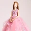 Chic / Beautiful Candy Pink Flower Girl Dresses 2017 Ball Gown V-Neck Sleeveless Appliques Flower Sash Floor-Length / Long Cascading Ruffles Wedding Party Dresses