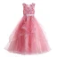 Chic / Beautiful Candy Pink Flower Girl Dresses 2017 Ball Gown V-Neck Sleeveless Appliques Flower Sash Floor-Length / Long Cascading Ruffles Wedding Party Dresses