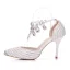 Charmant Weiß Strass Perle Knöchelriemen Brautschuhe 2025 9 cm Stilettos Spitzschuh Hochzeit Hochhackige