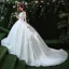 Stunning Wedding Dresses 2018 Ball Gown Off-The-Shoulder Short Sleeve Backless Lace Appliques Flower Ruffle Royal Train