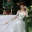 Stunning Wedding Dresses 2018 Ball Gown Off-The-Shoulder Short Sleeve Backless Lace Appliques Flower Ruffle Royal Train