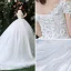Stunning Wedding Dresses 2018 Ball Gown Off-The-Shoulder Short Sleeve Backless Lace Appliques Flower Ruffle Royal Train