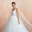 Illusion Ivory Wedding Dresses 2020 Ball Gown Halter Backless Sleeveless Appliques Lace Court Train Ruffle