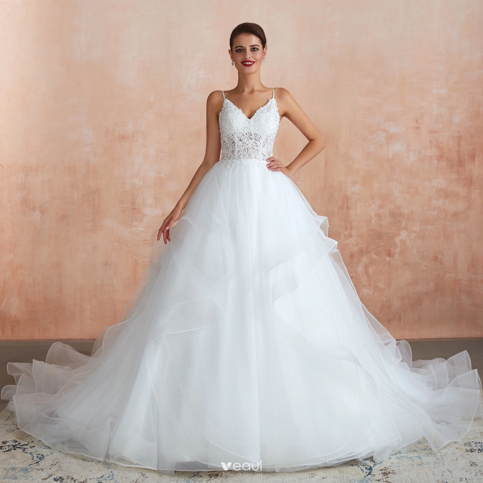 Illusion strap wedding on sale dress