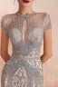 Haut de Gamme Champagne Transparentes Robe De Soirée 2020 Trompette / Sirène Encolure Dégagée Manches Courtes Fait main Perlage Train De Balayage Robe De Ceremonie