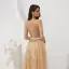 Luxury / Gorgeous Gold See-through Evening Dresses  2020 A-Line / Princess Square Neckline Sleeveless Handmade  Beading Sash Floor-Length / Long Ruffle Formal Dresses
