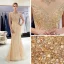 Luxury / Gorgeous Gold See-through Evening Dresses  2020 Trumpet / Mermaid Scoop Neck Sleeveless Handmade  Beading Sweep Train Formal Dresses