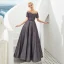 High End Durchsichtige Traube Abendkleider 2020 A Linie Rundhalsausschnitt Kurze Ärmel Glanz Polyester Handgefertigt Perlenstickerei Stoffgürtel Lange Rückenfreies Festliche Kleider