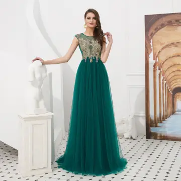 High End Dark Green See Through Evening Dresses 2020 A Line Princess Square Neckline Sleeveless Appliques Lace Beading Sweep Train Ruffle Formal Dresses