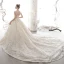 Luxury / Gorgeous Champagne See-through Wedding Dresses 2020 Ball Gown Deep V-Neck Sleeveless Backless Glitter Tulle Appliques Lace Sequins Beading Cathedral Train Ruffle
