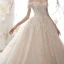 Sparkly Champagne Wedding Dresses 2020 Ball Gown Off-The-Shoulder Short Sleeve Backless Glitter Sequins Tulle Appliques Lace Beading Cathedral Train Ruffle