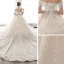 Sparkly Champagne Wedding Dresses 2020 Ball Gown Off-The-Shoulder Short Sleeve Backless Glitter Sequins Tulle Appliques Lace Beading Cathedral Train Ruffle