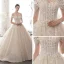 Sparkly Champagne Wedding Dresses 2020 Ball Gown Off-The-Shoulder Short Sleeve Backless Glitter Sequins Tulle Appliques Lace Beading Cathedral Train Ruffle