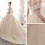 Luxe Champagne Robe De Mariée 2020 Princesse De l'épaule Manches Courtes Dos Nu Perlage Glitter Tulle Cathedral Train Volants
