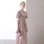 Affordable Blushing Pink Evening Dresses  2020 A-Line / Princess See-through Scoop Neck Short Sleeve Glitter Tulle Floor-Length / Long Formal Dresses