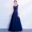 Chic / Beautiful Black Evening Dresses  2020 A-Line / Princess Scoop Neck 1/2 Sleeves Glitter Tulle Bow Sash Floor-Length / Long Ruffle Backless Formal Dresses