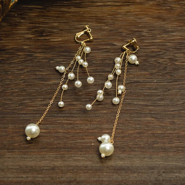 Charming Gold Bridal Jewelry 2020 Alloy Metal Rhinestone Pearl Tiara Tassel Earrings Wedding Accessories