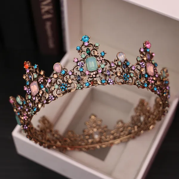 Charming Gold Tiara Accessories 2020 Metal Colored Zircon Rhinestone Bridal Hair Accessories