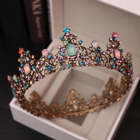 Charmant Gold Diadem Brautaccessoires 2020 Metall Farbig Zirkon Strass Haarschmuck Braut