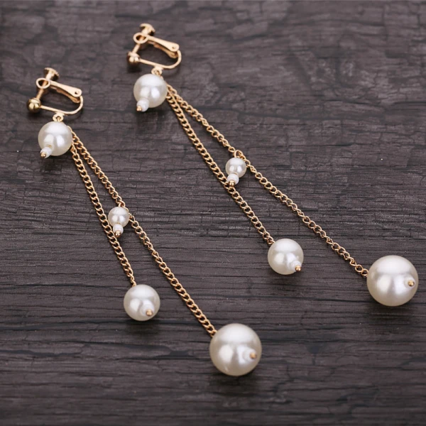 Chic / Beautiful Gold Bridal Jewelry 2020 Metal Beading Rhinestone Pearl Tiara Tassel Earrings Wedding Accessories